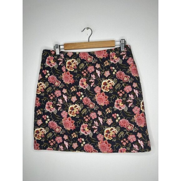 LOFT Floral Blue Pink Tapestry Pencil Spring Skirt Size 8 - Picture 5 of 11